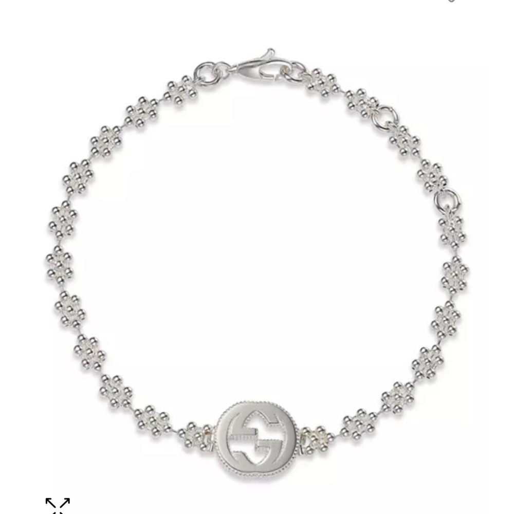 GUCCI Sterling Silver small interlocking G cluster chain bracelet